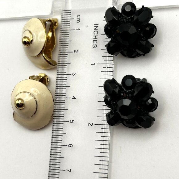 Vintage Kenneth Jay Lane Clip on Earring Bundle Signed Enamel Rhinestone - Picture 6 of 10